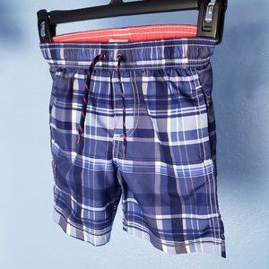 Plaid swim trunks